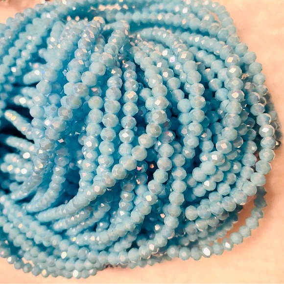 “Baby Powder Blue”📿 50 inches Color Meaning: Devotion Fidelity Loyalty & Truth - Picture 2 of 6